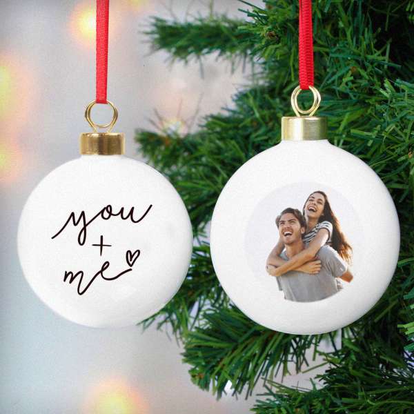 (image for) Personalised Me & You Photo Upload Bauble - Click Image to Close
