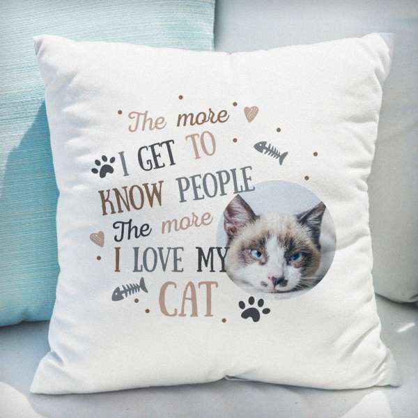 (image for) Personalised I Love My Cat Photo Upload Cushion - Click Image to Close