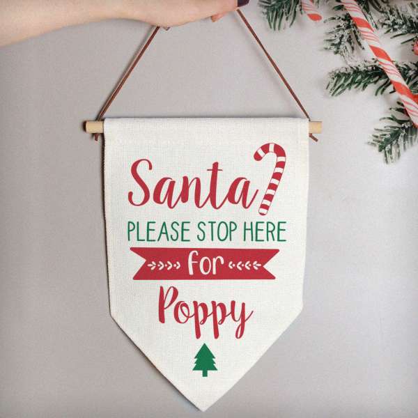 (image for) Personalised Santa Stop Here Hanging Banner - Click Image to Close