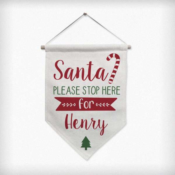 (image for) Personalised Santa Stop Here Hanging Banner - Click Image to Close