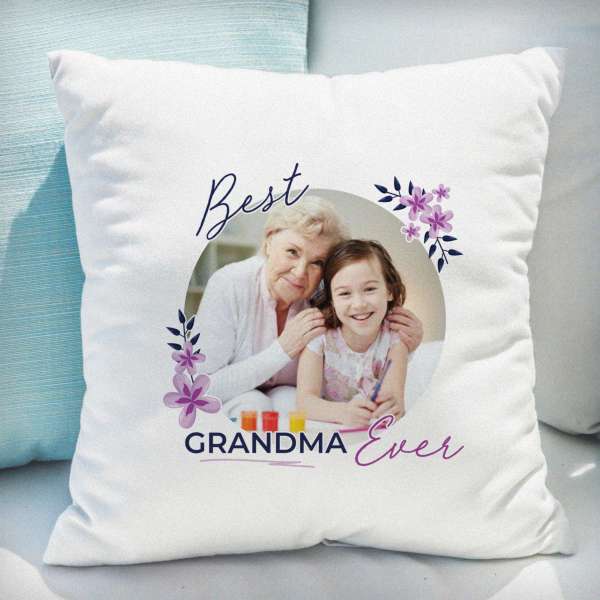 (image for) Personalised Floral Best Ever Photo Upload Cushion - Click Image to Close