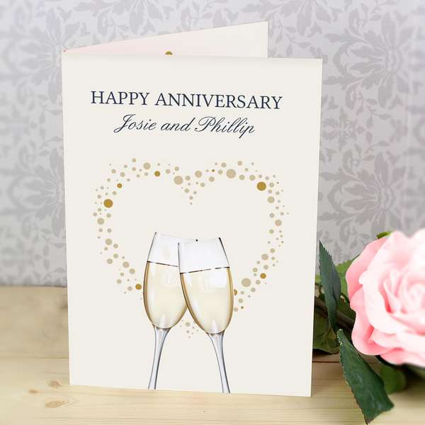 (image for) Personalised Gold Champagne Flutes Card - Click Image to Close