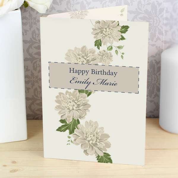 (image for) Personalised Gold Floral Card - Click Image to Close