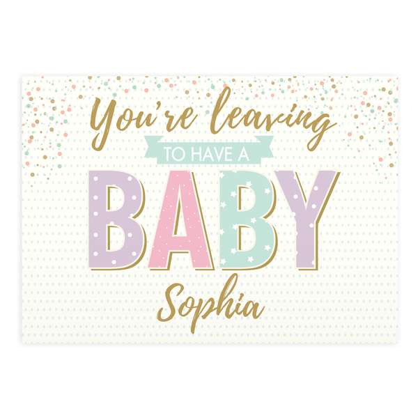(image for) Personalised 'You're Leaving to Have a Baby' Card - Click Image to Close