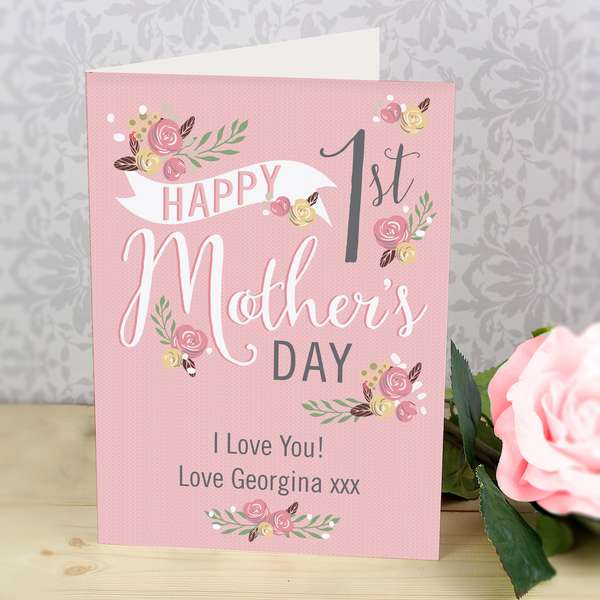 (image for) Personalised Floral Bouquet 1st Mother's Day Card - Click Image to Close