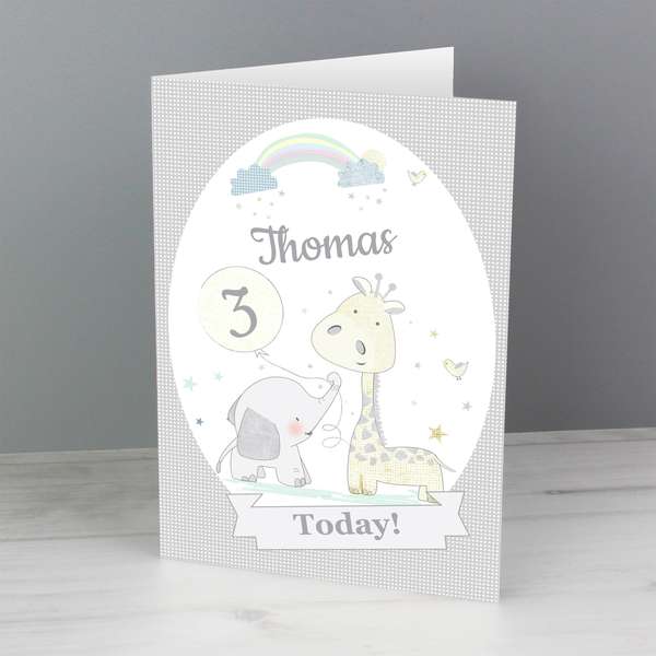 (image for) Personalised Hessian Giraffe & Elephant Card - Click Image to Close