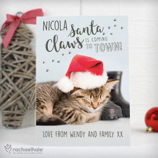 (image for) Personalised Rachael Hale Santa Claws Christmas Cat Card - Click Image to Close