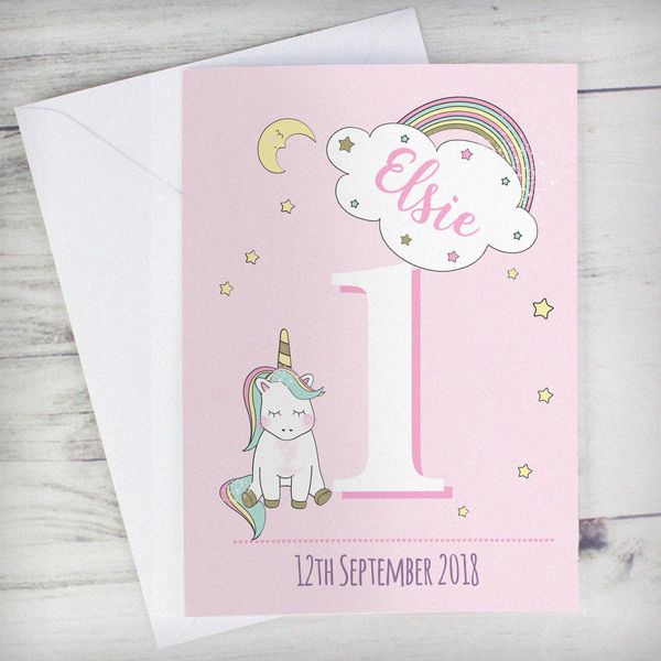 Modal Additional Images for Personalised Baby Unicorn Birthday Age Card