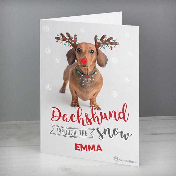 (image for) Rachael Hale Dachshund Through the Snow Christmas Card - Click Image to Close