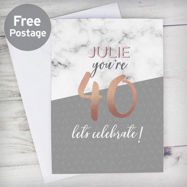 (image for) Personalised Marble and Rose Gold Birthday Card - Click Image to Close