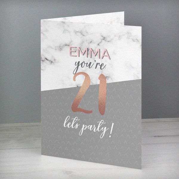 (image for) Personalised Marble and Rose Gold Birthday Card - Click Image to Close