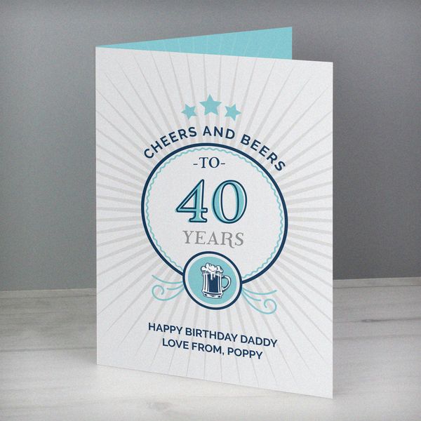 (image for) Personalised Cheers and Beers Birthday Card - Click Image to Close