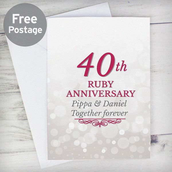 (image for) Personalised 40th Ruby Anniversary Card - Click Image to Close