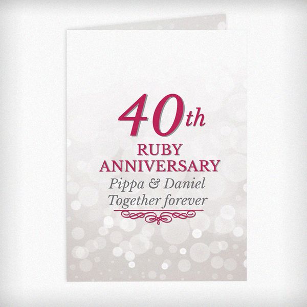 (image for) Personalised 40th Ruby Anniversary Card - Click Image to Close