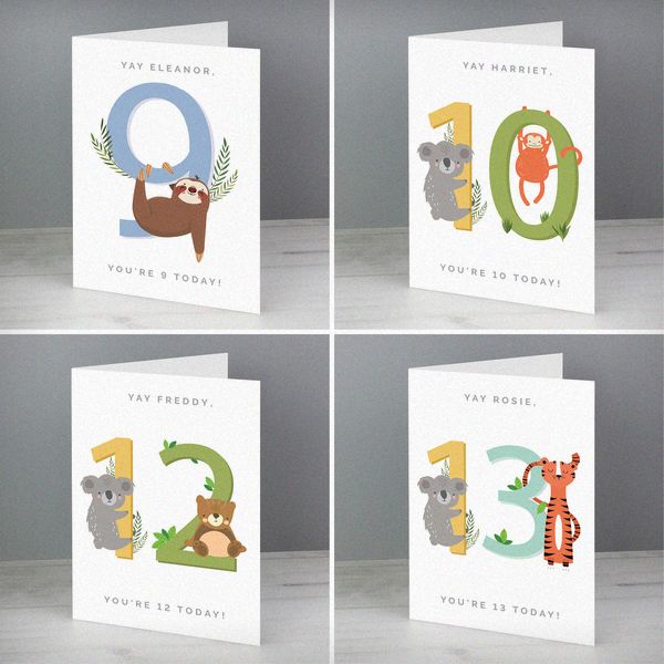 Modal Additional Images for Personalised Animal Birthday Card