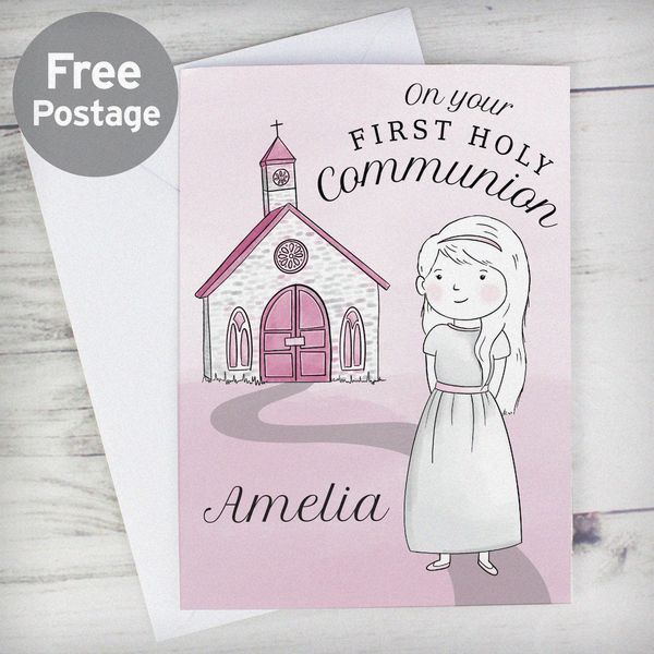(image for) Personalised Girls First Holy Communion Card - Click Image to Close