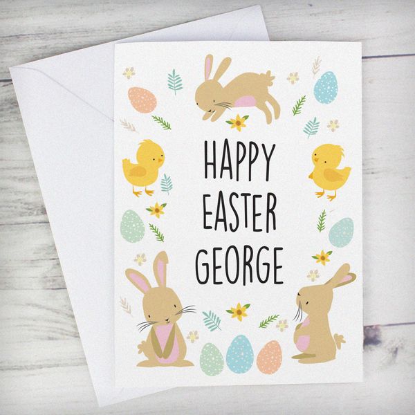 (image for) Personalised Easter Bunny & Chick Card - Click Image to Close