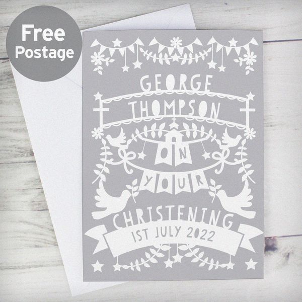 (image for) Personalised Grey Papercut Style Card - Click Image to Close