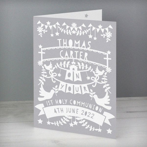 (image for) Personalised Grey Papercut Style Card - Click Image to Close