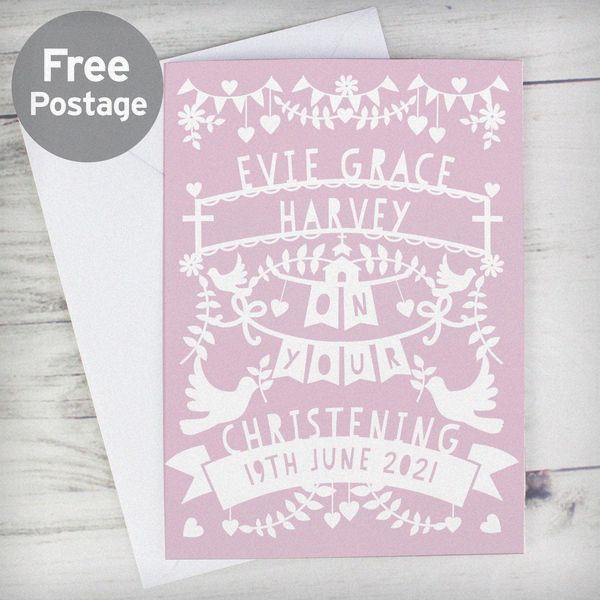 (image for) Personalised Pink Papercut Style Card - Click Image to Close
