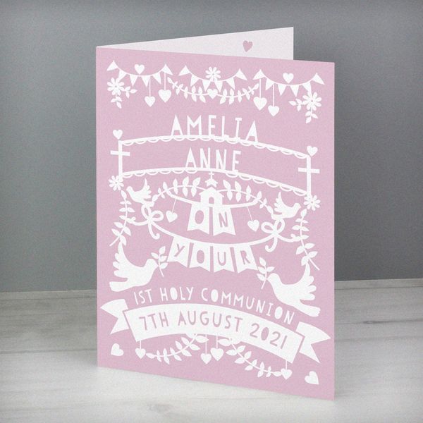 (image for) Personalised Pink Papercut Style Card - Click Image to Close
