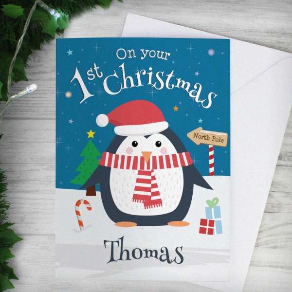 (image for) Personalised Christmas Penguin Card - Click Image to Close