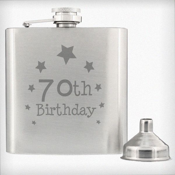 (image for) 70th Birthday Hip Flask - Click Image to Close