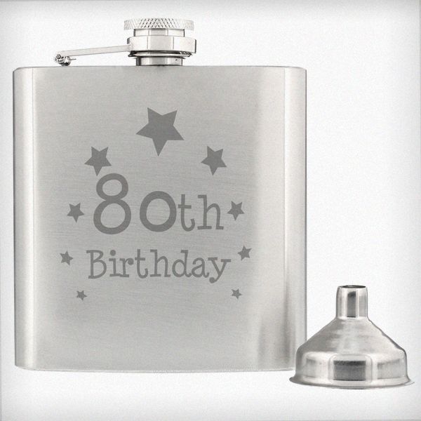 (image for) 80th Birthday Hip Flask - Click Image to Close