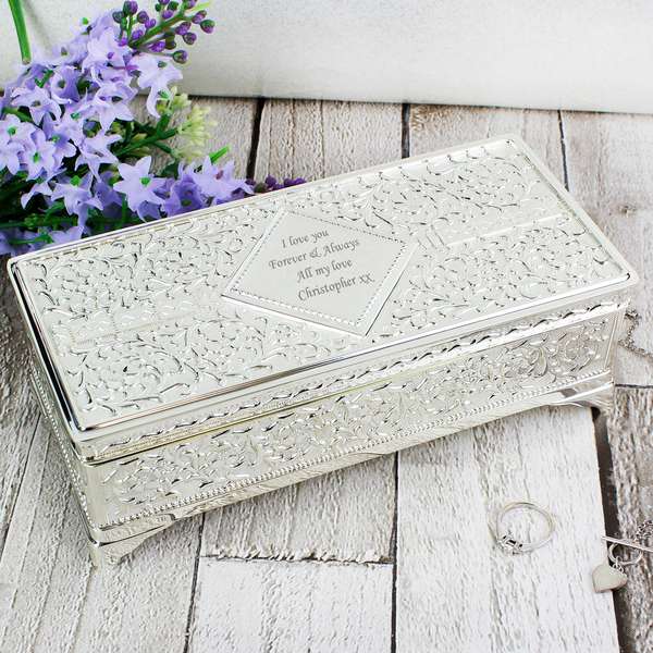 (image for) Personalised Antique Silver Plated Jewellery Box