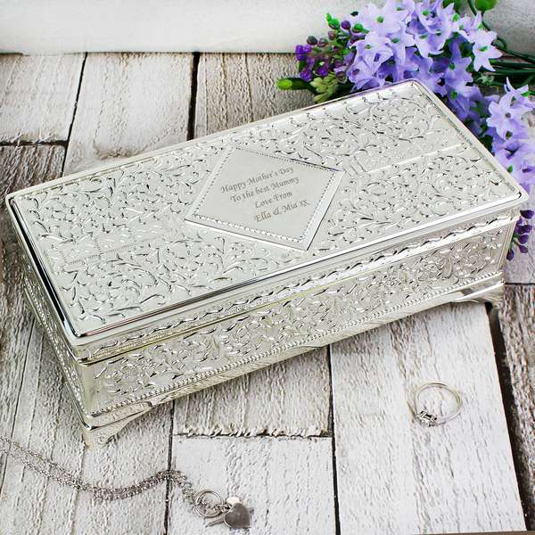 (image for) Personalised Antique Silver Plated Jewellery Box - Click Image to Close