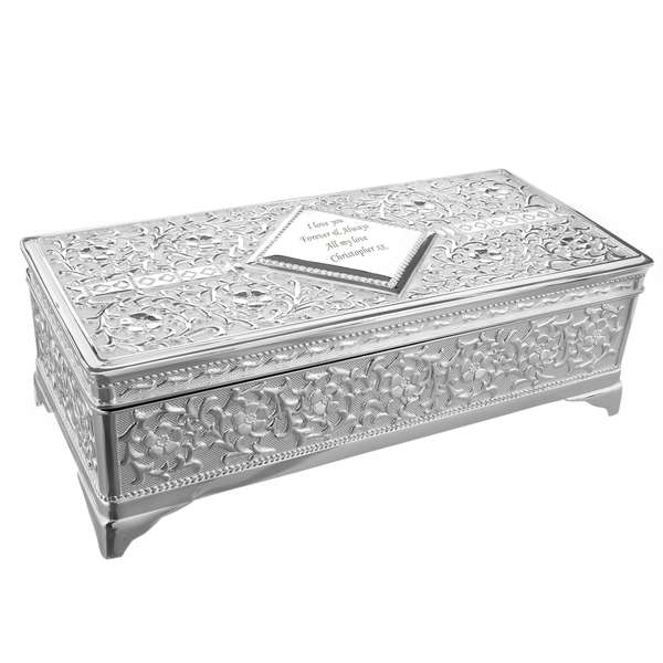 (image for) Personalised Antique Silver Plated Jewellery Box - Click Image to Close