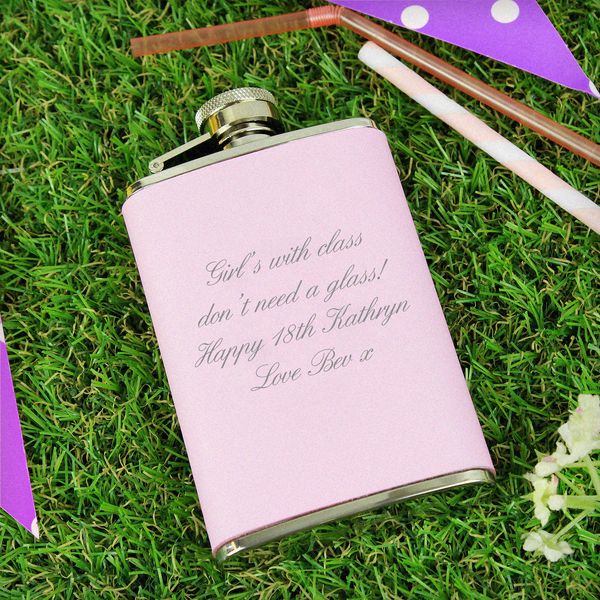 (image for) Personalised Pink Hip Flask - Click Image to Close