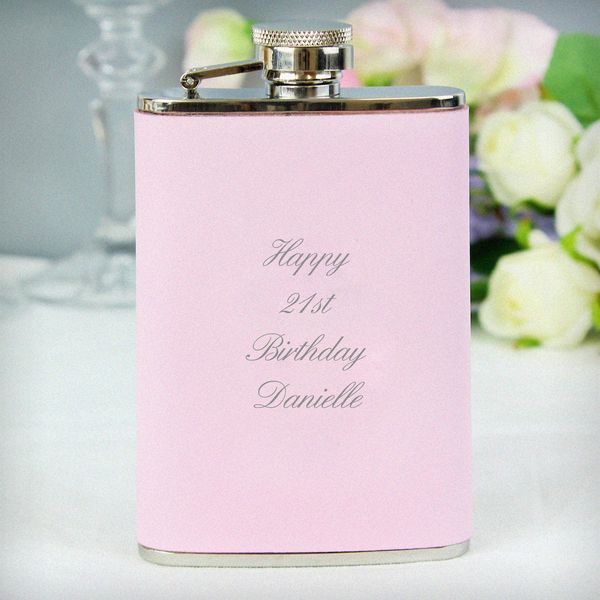 Modal Additional Images for Personalised Pink Hip Flask