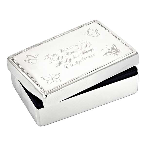 (image for) Personalised Butterfly Rectangular Jewellery Box - Click Image to Close