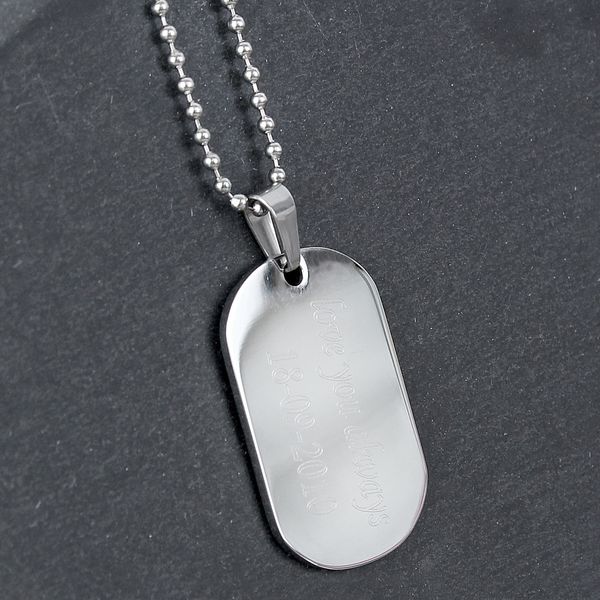 (image for) Personalised Stainless Steel Dog Tag Necklace - Click Image to Close