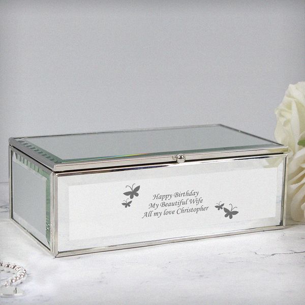 (image for) Personalised Butterflies Mirrored Jewellery Box - Click Image to Close