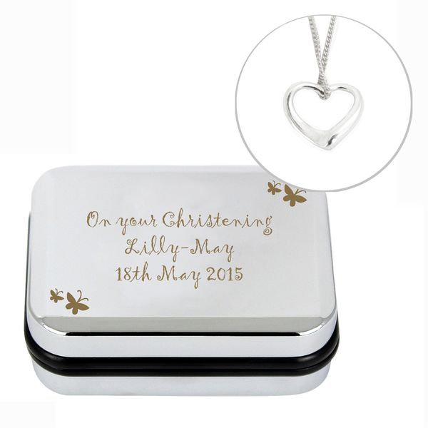 (image for) Personalised Butterfly Heart Necklace and Box - Click Image to Close
