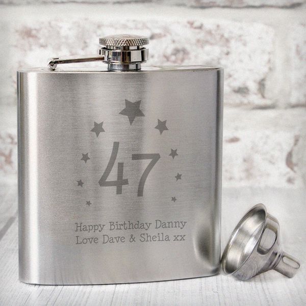 (image for) Personalised Stars Age Hip Flask - Click Image to Close