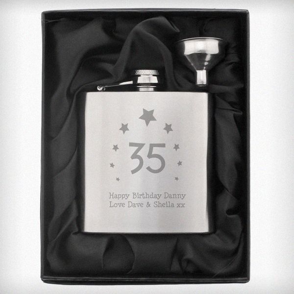 (image for) Personalised Stars Age Hip Flask - Click Image to Close