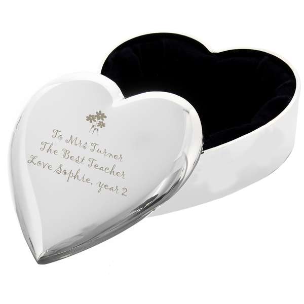 (image for) Personalised Teacher Heart Flowers Trinket Box - Click Image to Close