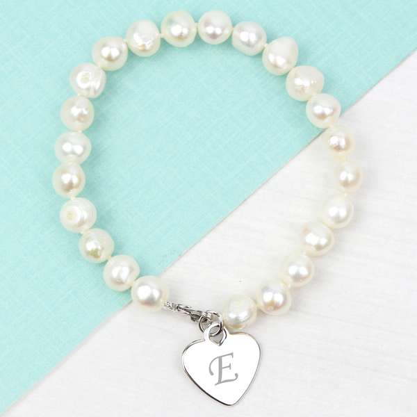 (image for) Personalised White Freshwater Initial Pearl Bracelet - Click Image to Close