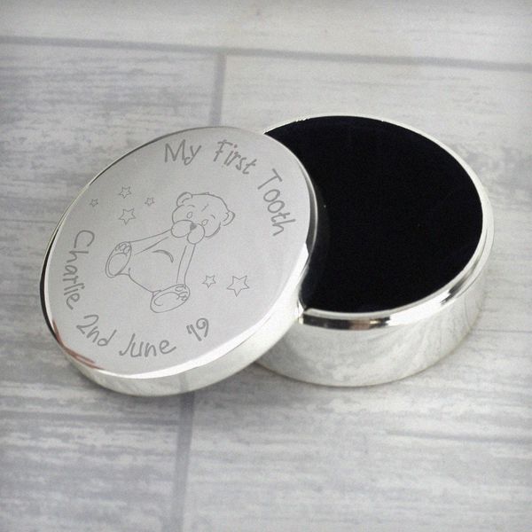 (image for) Personalised Teddy My First Tooth Trinket Box - Click Image to Close