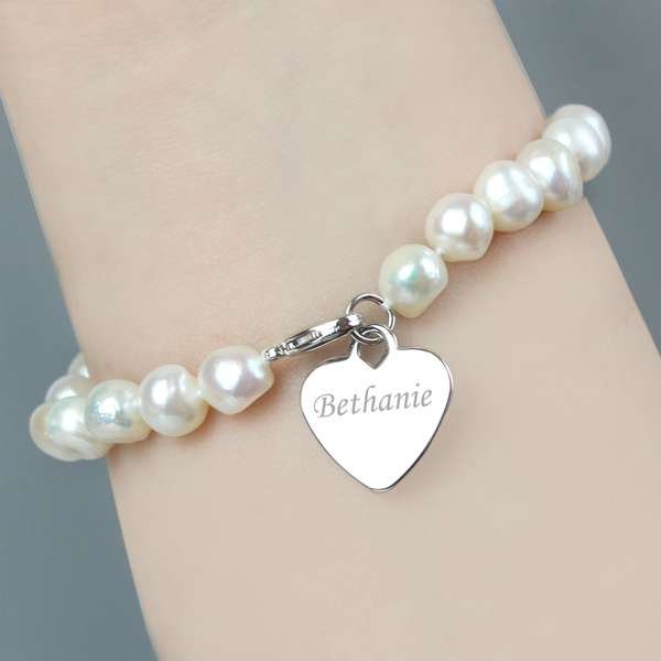 (image for) Personalised White Freshwater Pearl Name Bracelet - Click Image to Close