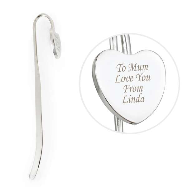 Modal Additional Images for Personalised Silver Heart Bookmark