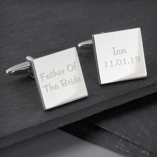 (image for) Personalised Wedding Role Square Cufflinks - 2 line - Click Image to Close