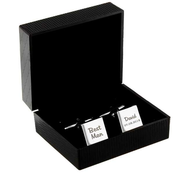 (image for) Personalised Wedding Role Square Cufflinks - 2 line - Click Image to Close
