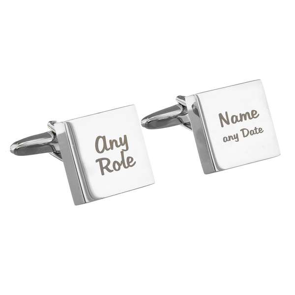 Modal Additional Images for Personalised Wedding Role Square Cufflinks - 2 line