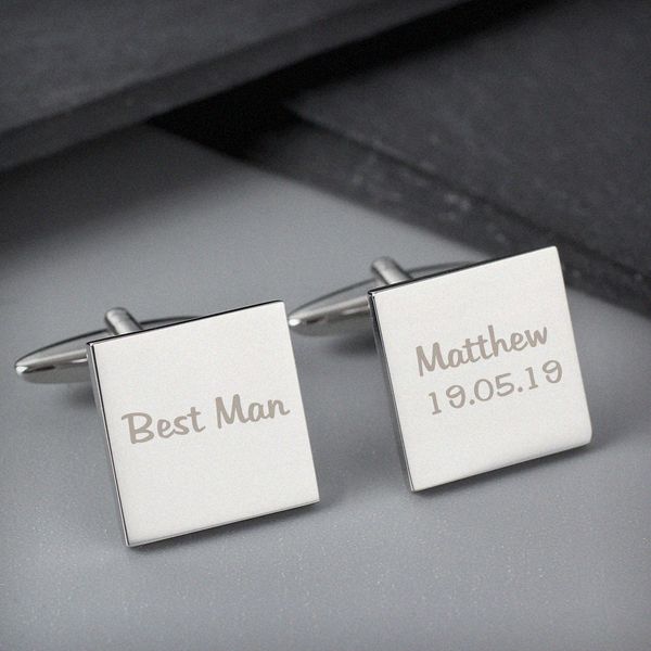 (image for) Personalised Wedding Role Square Cufflinks -1 line - Click Image to Close