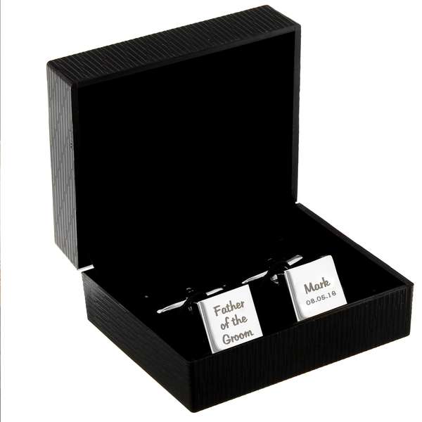 Modal Additional Images for Personalised Wedding Role Square Cufflinks -3 lines
