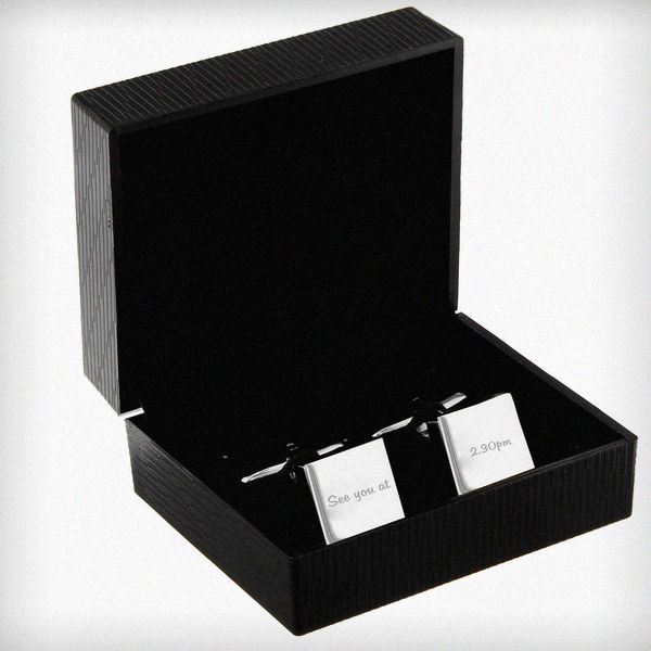Modal Additional Images for Personalised Any Message Square Cufflinks - 1 line